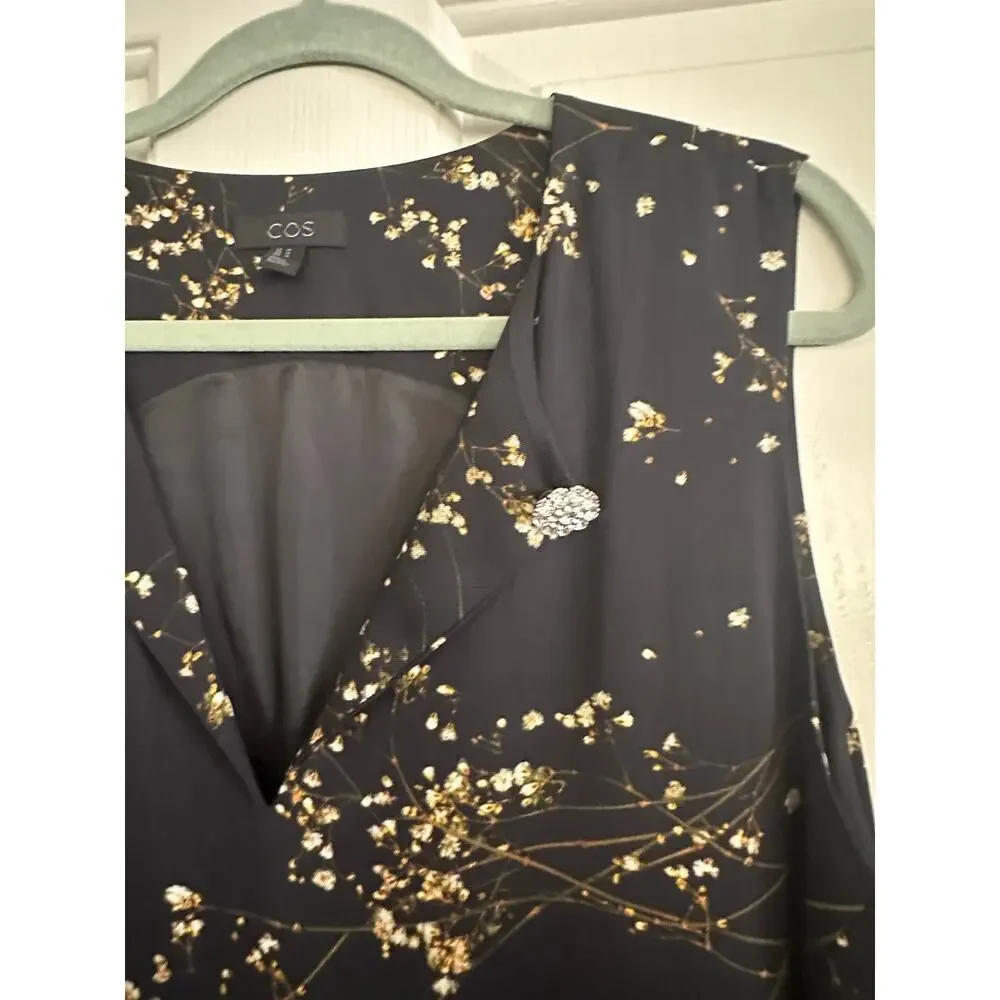 COS Women's Black Fully Lined Handkerchief Asymmetric Midi Dress Size 14 - Picture 5 of 12